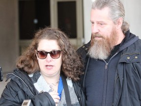 Victoria and Kevin Williams speak with reporters on Friday, Dec. 21, 2018, outside the London courthouse after Nathan Hathaway was found guilty on four counts of dangerous driving causing bodily harm and four counts of impaired driving causing bodily harm stemming from a crash on July 24, 2016, in London . DALE CARRUTHERS / THE LONDON FREE PRESS
