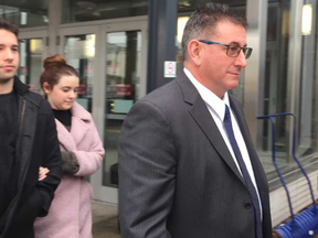 David Brubaker, 55, exits the Sarnia courthouse after closing arguments in his sexual assault trial. Photo taken Friday Dec. 14, 2018. (Jane Sims/The London Free Press/Postmedia)