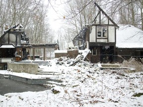 Remains of a mansion at 4 Aspen Place in Lambeth.  The fire in August 2017 caused more than $1 million in damages. (Mike Hensen/The London Free Press)