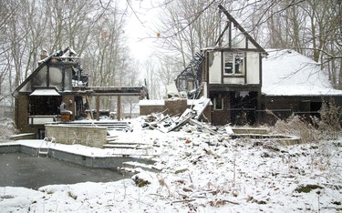 Remains of a mansion at 4 Aspen Place in Lambeth.  The fire in August 2017 caused more than $1 million in damages. (Mike Hensen/The London Free Press)