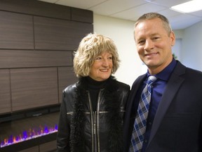 Barbara Del Net and her son Tim MacNaught talk about the newly renovated paliative care unit at Parkwood hospital in London, Ont.  The $3.1 million dollar renovation includes a large common room which includes a kitchenette, fireplace and seating areas for families. The large room is dedicated to Doug Del Net, who was a husband and father to the pair as well as a long time donor to St. Joseph's Health Care Foundation. Mike Hensen/The London Free Press/Postmedia Network
