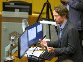 Dr. Chris Mackie the MLHU's medical officer of health talks to the committee at city hall for discussion on the safe injection site on York Street in London, Ont.  Mike Hensen/The London Free Press/Postmedia Network