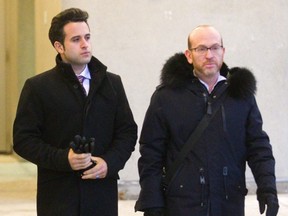 Miguel Chacon-Perez walks out of court with his defence lawyer Richard Posner.  (Mike Hensen/The London Free Press)