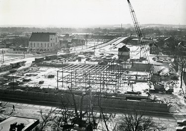 Aerial of London Police station construction.  (London Free Press files)