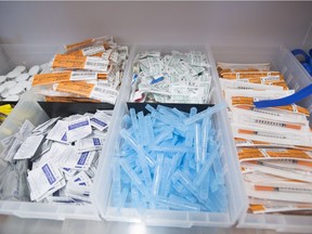 Drug injection supplies are pictured in a supervised consumption site. (Canadian Press file photo)