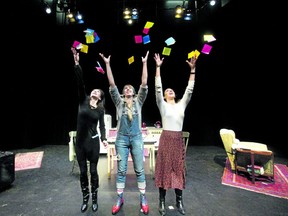 From left, Charlene McNabb, Kelly Creighton and Maya Gupta play sisters Agnes, Louise and Theresa in Marion Bridge, a play by Daniel MacIvor, presented, produced and directed by Joan Clayton, on The Grand Theatre’s McManus Stage.Performances are Thursday through Saturday at 7:30 p.m. and Saturday at 2 p.m. Tickets are $20 and are available 
at the box office, online at grandtheatre.com or by calling 519-672-8800. (Mike Hensen/The London Free Press)