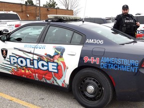 In this Jan. 2, 2019, 'Amherstburg Detachment' has replaced the 'Amherstburg Police' logo on this Dodge Charger police cruiser in Amherstburg.