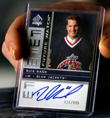 BIG HITTERS - Former London Knight Rick Nash, now with the Columbus Blue Jackets, has a book value of $250 U.S., and as might be expected, this is very popular in this area.n/a