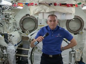 CSA astronaut David Saint-Jacques answers questions from media aboard the International Space Station (Frame grab from the Canadian Space Agency)