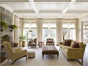 As 2019 approaches, Washington D.C.-based interior designer Marika Meyer sees a trend toward warm neutral colors and antique furniture in warm wood tones, as seen in this living room designed by Meyer. (Angie Seckinger/Marika Meyer Interiors)
