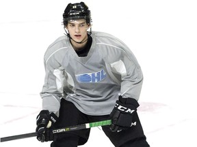 London Knight  Luke Evangelista practices with the team at Budweiser Gardens in London (Derek Ruttan/The London Free Press)