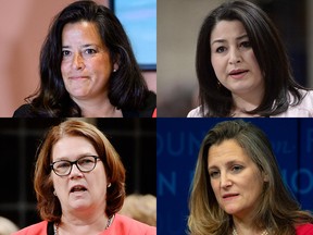 Clockwise from top left: Jody Wilson-Raybould, Maryam Monsef, Jane Philpott and Chrystia Freeland. There are mixed reviews on women in the federal cabinet.