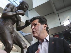 Jerry Dias, Unifor national president talks to reporters at the North American International Auto Show in Detroit, Mich., Monday.(DAN JANISSE/THE WINDSOR STAR)