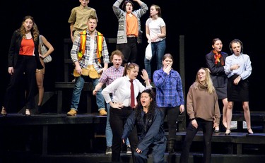 London South Collegiate Institute students perform in a scene from "Working: A Musical" in London, Ont. on Tuesday January 8, 2019. The production runs at the school auditorium January 16-19 at 7:30pm. Derek Ruttan/The London Free Press/Postmedia Network