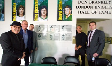 Dennis Maruk, Walt McKechnie, Tim Taylor, Rob Schremp and Chris Taylor are the first inductees in the Don Brankley London Knights Hall of Fame.  Mike Hensen/The London Free Press