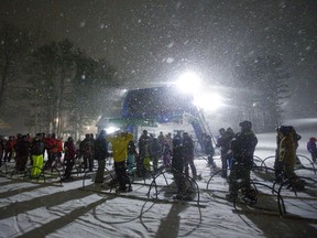 Snow squalls along with colder temperatures brought the skiers out to Boler Mountain in Byron on Wednesday January 9, 2019. The snow-making team was busy trying to get enough snow for the terrain park and to build more base on their west hill and tubing runs. Mike Hensen/The London Free Press/Postmedia Network
