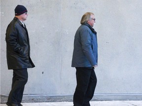 Former employees of Elgin Middlesex Detention Centre, Leslie Lonsbary (left) and Stephen Jurkus leave court following the first day of their trial on charges of failing to provide the necessaries of life in London, Ont. on Tuesday January 15, 2019. Derek Ruttan/The London Free Press/Postmedia Network