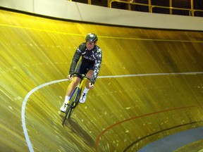 Ed Veal, former national team member is planning a 24-hour marathon of going round and around the worlds shortest velodrome located in the old Ice House off of Wellington Road in London, Ont.  Veal is hoping to raise funds and awareness of the plight of the track which needs new heating and lighting as well as more riders.  Mike Hensen/The London Free Press/Postmedia Network