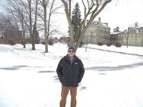 Greg Bierbaum stands on the site of the former psychiatric hospital in London. (Derek Ruttan/The London Free Press)