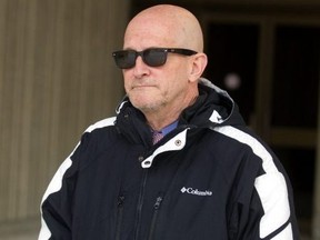 Greg Langford, former correctional officer at the Elgin-Middlesex detention centre leaves court after acting as a witness in London.  Mike Hensen/The London Free Press/Postmedia Network