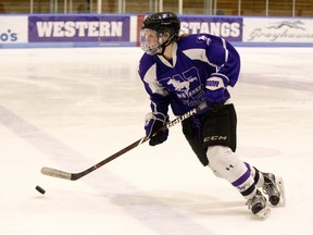 April Clark practices with her Western Mustang teammates at Thompson arena in London, Ont. on Tuesday January 29, 2019. Derek Ruttan/The London Free Press/Postmedia Network