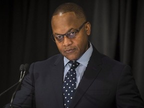 Justice Michael H. Tulloch discuses the report from the Independent Street Checks Review looking at Ontario's regulation on police street checks during a press conference at the Chelsea Hotel in Toronto, Friday, January 4, 2019. THE CANADIAN PRESS/ Tijana Martin