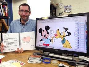 Emmanuel Blaevoet of Tactile Vision Graphics and his vision-impaired wife Rebecca Blaevoet (not shown) are looking to expand their braille book titles to someday include Disney characters February 8, 2019.