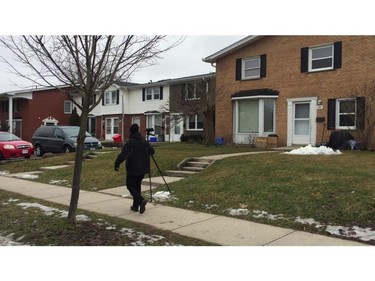 London police were called to 67 Arbour Glen Cres. Tuesday at 12:50 a.m. for a report of a man struck with an arrow.  (Jonathan Juha, The London Free Press)