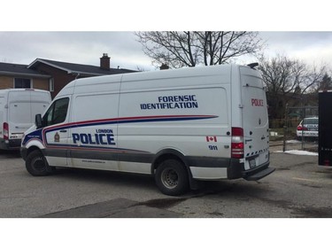 London police were called to 67 Arbour Glen Cres. Tuesday at 12:50 a.m. for a report of a man struck with an arrow.  (Jonathan Juha, The London Free Press)