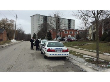 London police were called to 67 Arbour Glen Cres. Tuesday at 12:50 a.m. for a report of a man struck with an arrow.  (Jonathan Juha, The London Free Press)