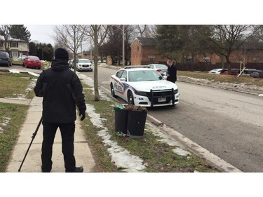 London police were called to 67 Arbour Glen Cres. Tuesday at 12:50 a.m. for a report of a man struck with an arrow.  (Jonathan Juha, The London Free Press)