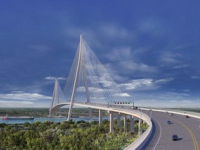 A concept drawing of a possible design for the Gordie Howe International Bridge.