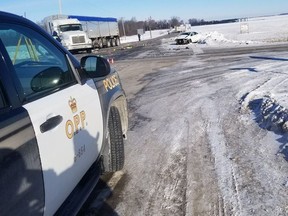 Middlesex OPP are investigating a fatal crash involving two transport trucks and a vehicle north of London Friday morning.