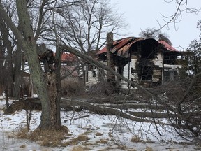 OPP say they're treating a fire at this vacant home on Ron McNeil Line in Elgin County as suspicious. Photo taken Wednesday Feb. 20, 2019. (DEREK RUTTAN, The London Free Press files)