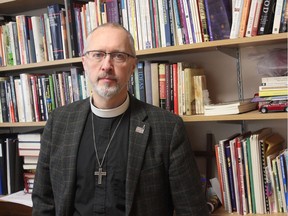 Rev. Lyndon Hutchison-Hounsell, the priest at St. John's the Evangelist Anglican Church in London, is helping to organize a panel discussion called "What it's like to be poor in London" later this month. (MEGAN STACEY/The London Free Press)