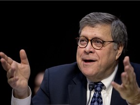 In this Jan. 15, 2019 file photo, Attorney General nominee William Barr testifies during a Senate Judiciary Committee hearing on Capitol Hill in Washington. Friends call Barr smart, sincere, honest and witty