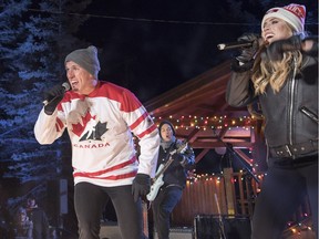 The Reklaws sing their hit single, Long Live the Night, at the Party on the Pond in Canmore on New Year's Eve on Monday, December 31, 2018. The show was broadcast on CBC as part of their New Year's Eve event coverage across Canada. (Photo by Pam Doyle)
