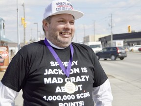 Sarnia man Speedy Jackson has collected nearly 500,000 point through Cineplex's popular Scene program. Now 43 -- and almost 44 -- Jackson says he wants to hit one million points before his 50th birthday.