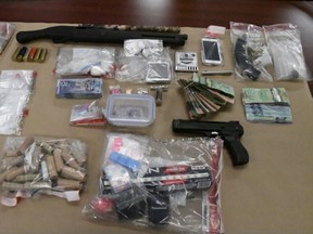 Image of items seized by London police during the raid of a hotel room in the city's south end Tuesday afternoon. (London police handout)