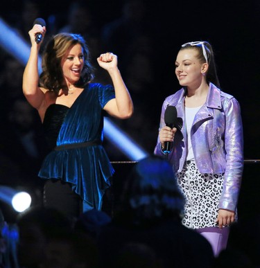 Sarah McLachlan and Girls Rock Camp participant Meriel Reed in London, Ont. Photograph taken on Monday March 18, 2019.  Mike Hensen/The London Free Press/Postmedia Network