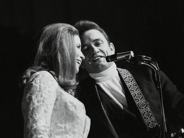 Johnny Cash and June Carter perform together on Feb. 22, 1968 at London Gardens in the city's south end. Cash proposed to her on-stage that night, creating an instant music legend.