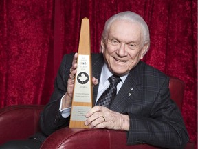 Tommy Hunter shows off a RPM Gold Leaf Award (which later became the Juno Awards) presented to him in 1970 as top male country singer . (Derek Ruttan/The London Free Press)