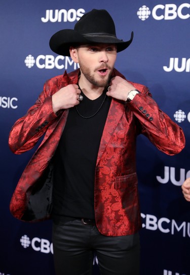 Brett Kissel on the red carpet at the Juno Awards in London, Ont. on Sunday March 17, 2019. Nominated for country album of the year. Mike Hensen/The London Free Press/Postmedia Network