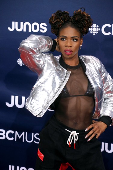 Haviah Mighty on the red carpet at the Juno Awards in London, Ont. on Sunday March 17, 2019. Nominated for adult alternative album of the year. Mike Hensen/The London Free Press/Postmedia Network