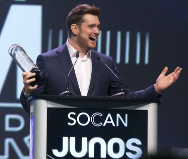 Michael Buble won the Juno for adult contemporary album of the Year  in London, Ont. on Saturday March 16, 2019. Derek Ruttan/The London Free Press/Postmedia Network