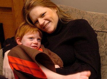 Four-year-old Olivia Vander Schelde with her mother Kim at home. (2009 File photo)