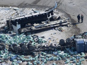 The scene following the fatal crash involving the Humboldt Broncos team bus is shown. A letter writer makes the case for rumble strips before all highway stop signs. The Canadian Press files