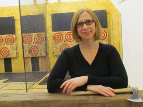 Author Helen Marshall visits Valley Axe in her hometown of Sarnia Friday for some axe and knife-throwing before attending an evening launch event at The Book Keeper for her first novel, The Migration. Marshall grew up in Sarnia and currently lives in England.