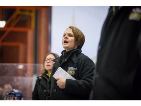 First-year University of Windsor women's hockey coach Deanna Iwanicka is shown in this 2017 file photo when she was still coaching at the Northern Alberta Institute of Technology.