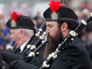 Ryan Manley of the Stratford Police Pipes and Drums band entertained the crowd. (Cory Smith/The Beacon Herald)